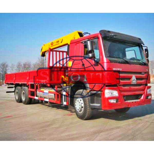 6x4 Truck Mounted Hydraulic Crane , 10 Tons Lifting Load Truck Mounted Crane