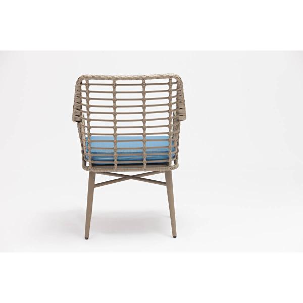 Silla de rotín de jardín con marco recubierto en polvo para muebles exteriores resistentes al agua y al sol