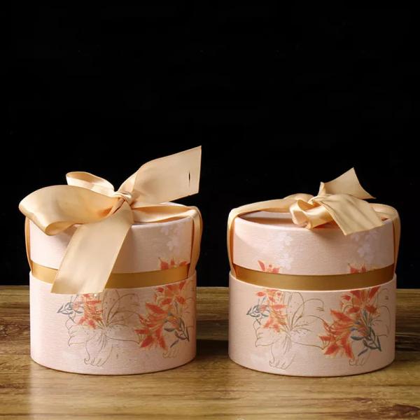 Custom Elegant Tube Box with Ribbon Gift Packaging Box Wedding Candy Packaging Tube