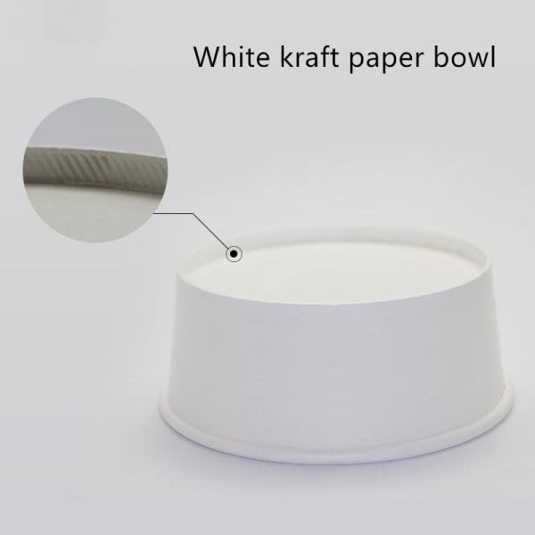500ml 750ml 1000ml 1300ml Disposable White Kraft Paper Bowl For Salad