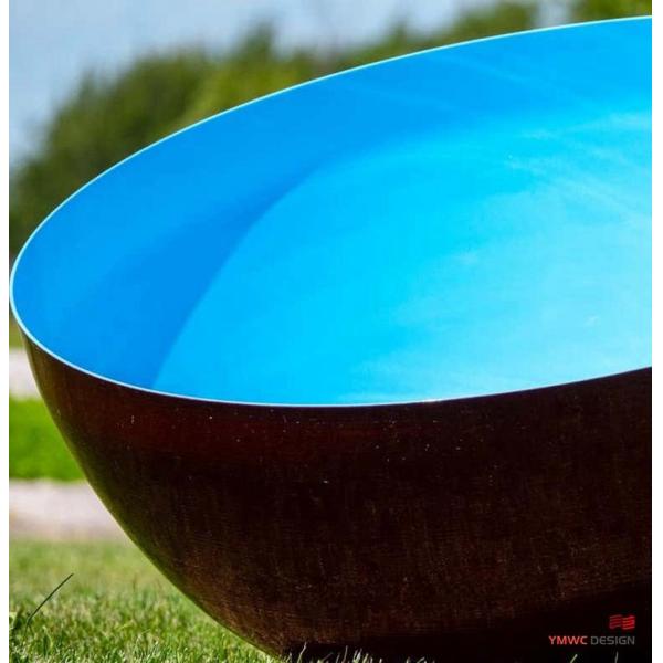 Art Decoration Singing Bowl Cerulean Sky Medium Blue Stainless Steel Outdoor Sculpture