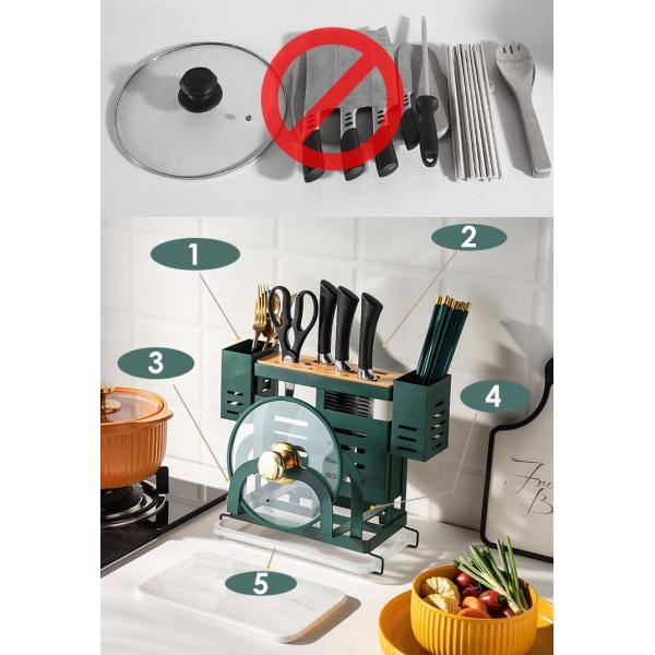 283x160x260mm Countertop Storage Rack , Kitchen Knives Holder Fireproof Green Coating