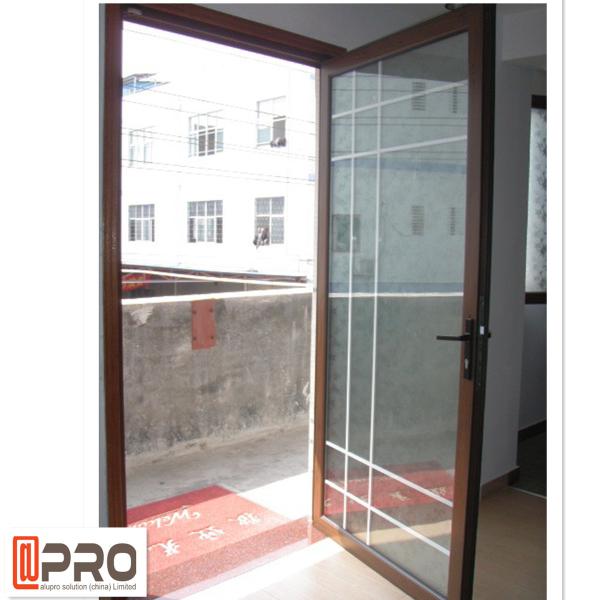 Black Color Powder Coated Aluminium Glass Hinged Door For Housing Project Door hinge black hinge for bifold doors