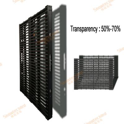 exposição de diodo emissor de luz 100W/Sqm de vidro transparente Mesh Wall Advertising Curtain Screen