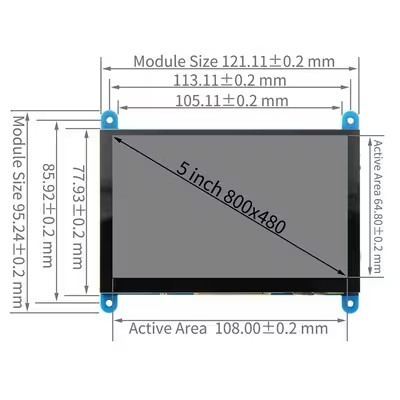 5 Inch HDMI LCD Display CTP IPS TFT LCD Display 800x480 For Raspberry Pi