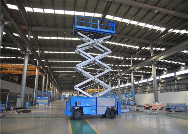 Electric 13m All Terrain Scissor Lift , Aerial Work Platform Anti Slip Mat CE Certificate