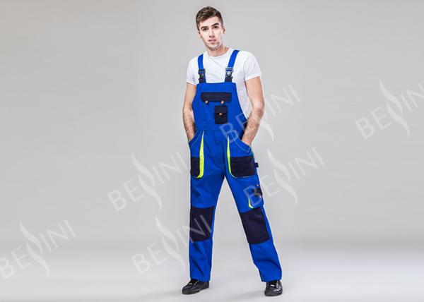 Poly Cotton Blended Industrial Work Clothes Royal Blue Contrast Colors