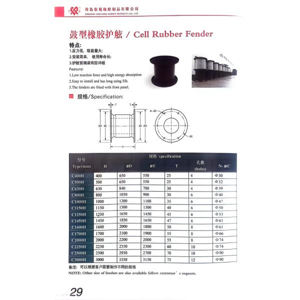 Высокоустойчивый клеточный резиновый фендер, подходящий для окружающей среды с температурой до -60-200 °C