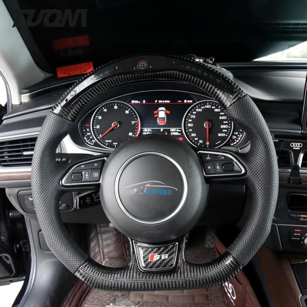 Customized Led Audi Carbon Fiber Steering Wheel Genuine Leather S7 Rs6