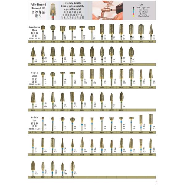 Fully Sintered Dental Abrasive Tools HP Type Dental Laboratory Diamond Bur