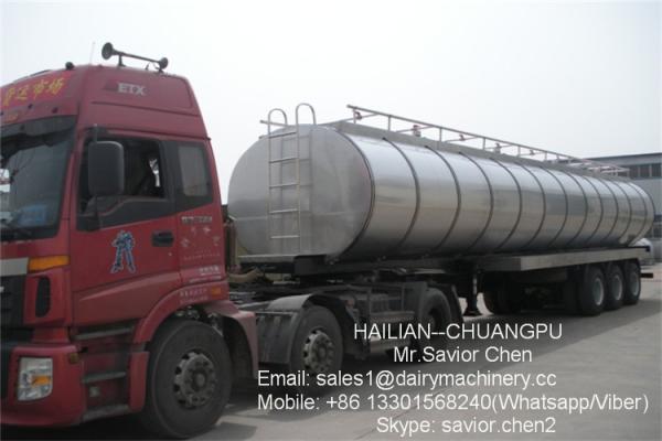 Dairy Farm Milk Cooling Tank , Horizontal Milk Tank With Truck 10000 Liter