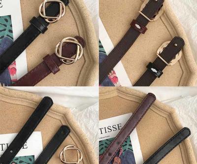 3cm Wide Women's Fashion Leather Belts Twisted Flower Shape Buckle Rose Gold Plating
