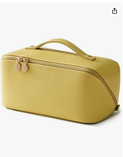 EACHY Travel Makeup Bag,Large Capacity Cosmetic Bags for Women,Waterproof Portable Pouch Open Flat Toiletry Bag Pattern Makeup Bag