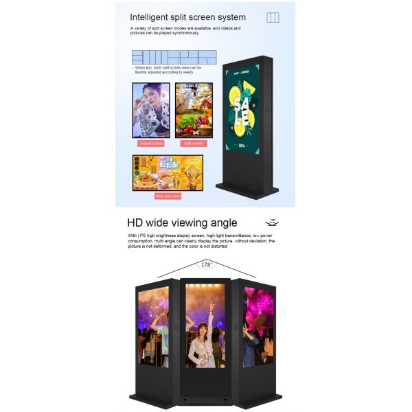 Double-sided Outdoor LCD Digital Signage with 10-Point Capacitive Touch 178/178 View Angle and 110-240V Voltage