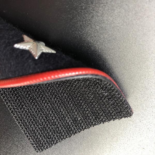 Customizable Clothing Tags Labels with 3D raised lettering embossed by high frequency voltage for tactile branding on matte and fleece surfaces