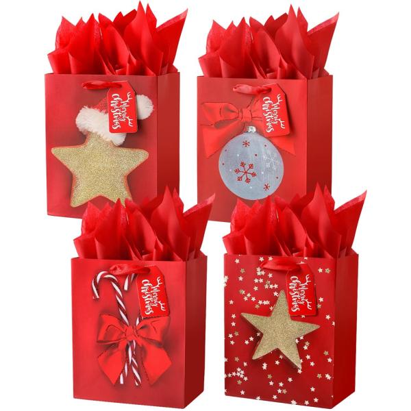 Fiestas de lujo Regalos de Navidad Felices Compras Bolsas de papel de lujo con logotipo personalizado