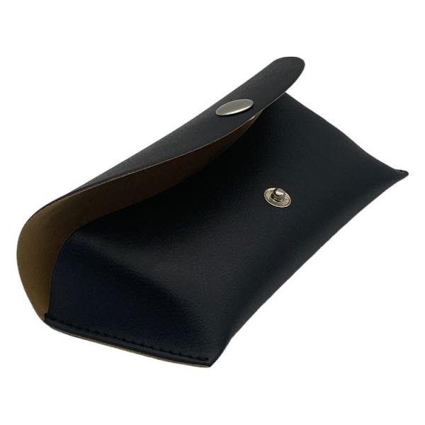 Black PU Handmade Portable 17.2CM Spectacle Case Leather Glasses Case