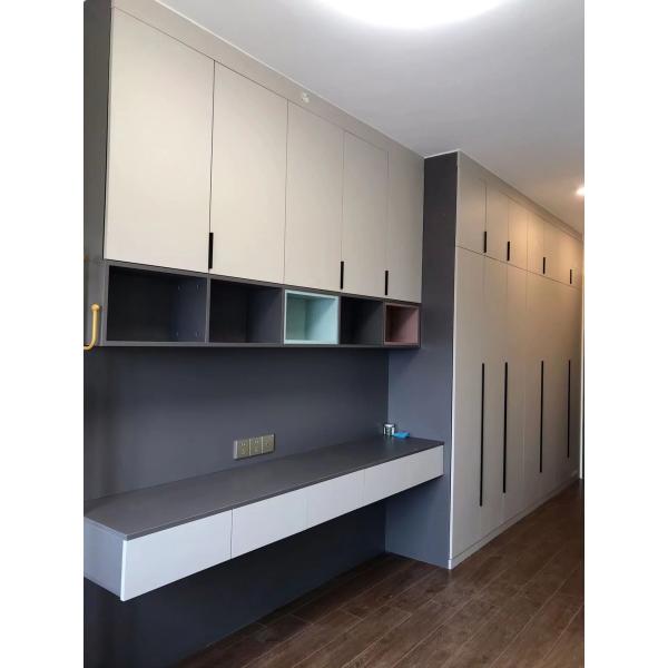 Modern Walnut Hotel Room Wardrobe With Dresser All In One