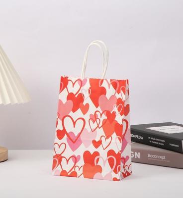 O presente vermelho do papel de embalagem de 80gsm ensaca o papel impresso coração Goodie do amor ensaca com punhos