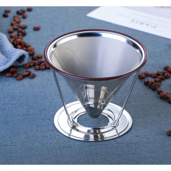 V6 Pour over Stainless Steel Coffee Maker Tools with Transparent Glass Filter Dripper