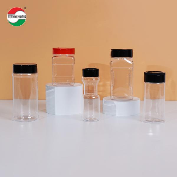 PET Plastic Spice Jar with PP Flip Lid Salt Pepper Seasoning Container for Kitchen Storage