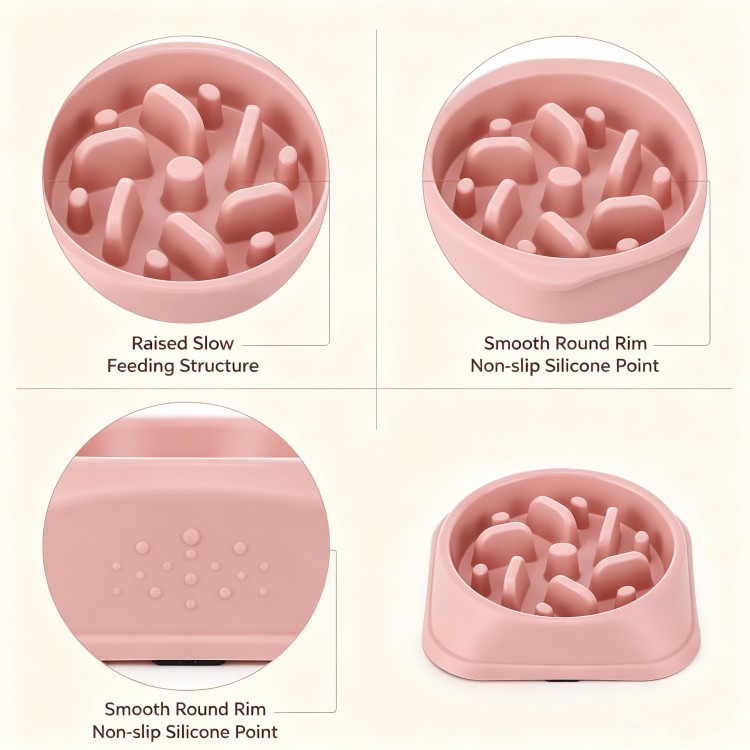 Eco Friendly Plastic Slow Feeder Dog Bowl With Non Slip Base