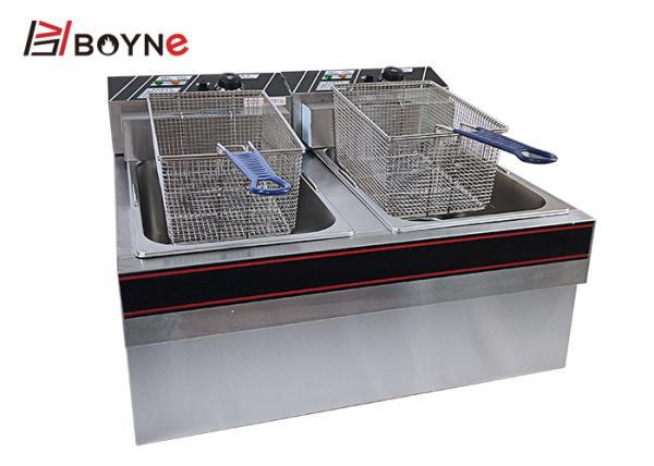 Hotel Commercial Kitchen Cooking Equipment Snack Food Double Tank Desk Top Fryer 22L