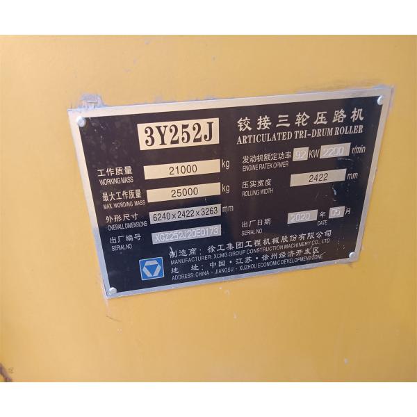 Exciting Force 50KN 21000 KG Used Road Roller 3Y252 for Your Construction