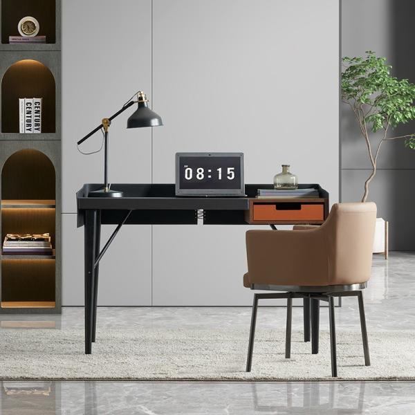 Saddle Leather Minimalist Design Modern Writing Desk Hotel Bedroom Study Table