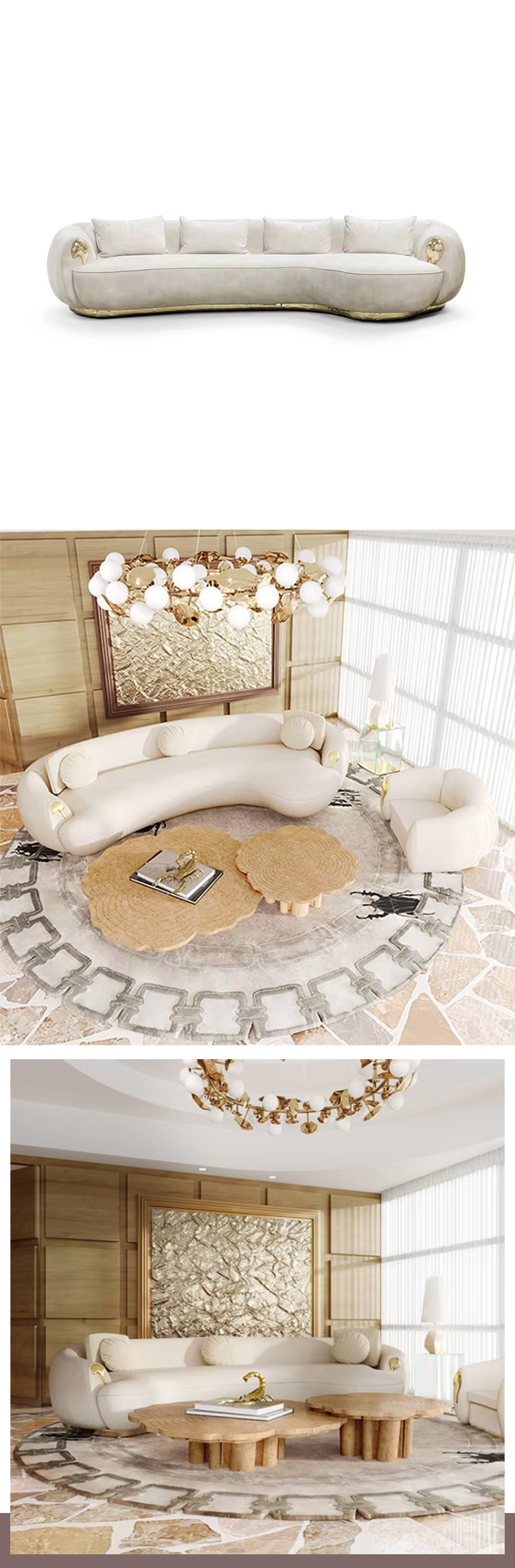 Boca Design Villa Modern Style Light Luxury Living Room Furniture Sets Customize Sofas for Sale