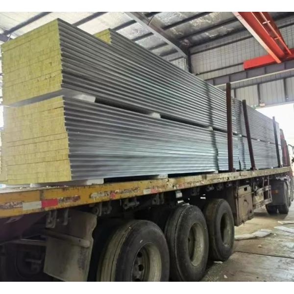 Fireproof Cheap Thermal Insulation Rock Wool Sandwich Panel Board Metal Skin 0.5mm