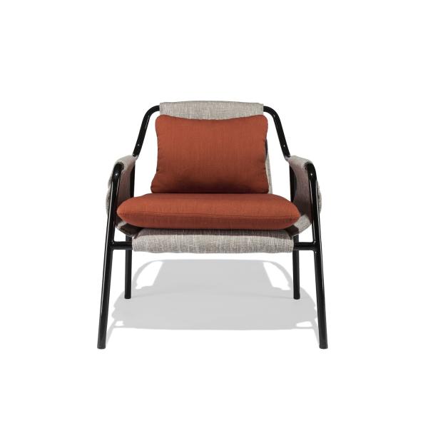 FLETCHER Fiberglass Lounge Chair With Matte Black Steel Frame Fabric Snap