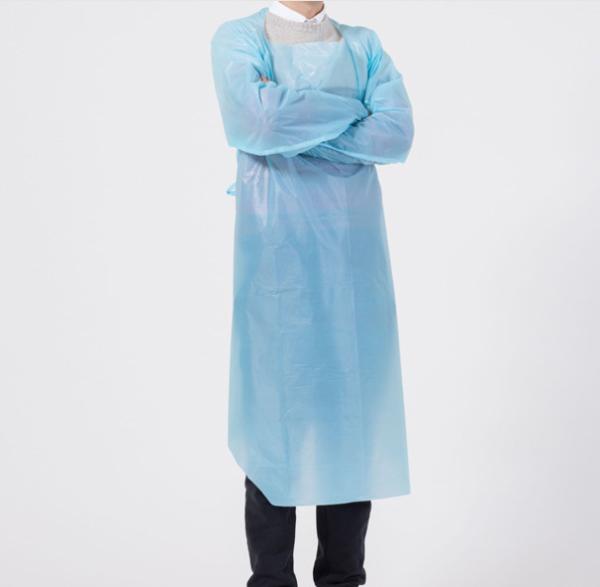Waterproof Disposable Nonwoven CPE Apron Gowns With thumb Loop CPE gown