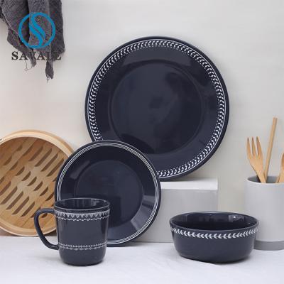 FDA LFGB Approval Coastal Ceramic Dinnerware Sets 4 Piece Dish Set
