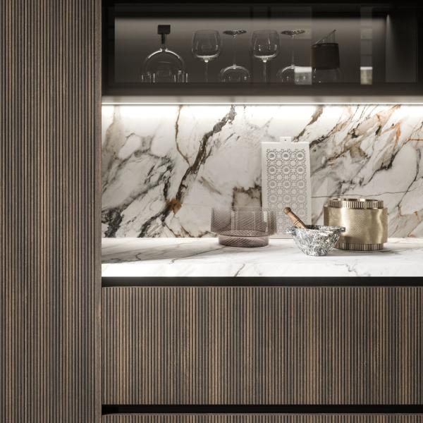 Villa Project Standard Full Wood Veneer Cuisine Luxury Smart Solid Wood Kitchen Cabinet For Contractors