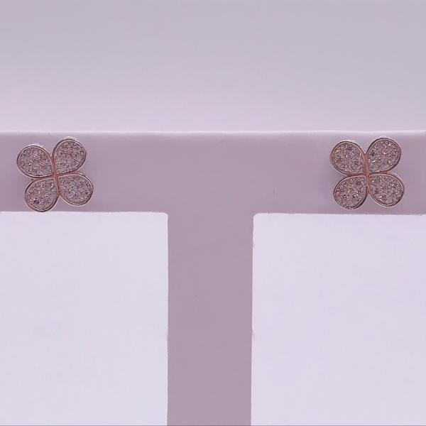 New Arrival Cute Brass Jewelry Earring Party Gift Fashion Crystal Four Leaf Clover Stud Earrings For Women