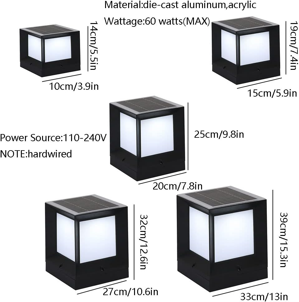 Smart Quad-Color Dimming Solar Pillar Light Outdoor Waterproof Villa Garden Solar Garden Fence Landscape Light