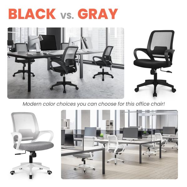 Foam Seat Mesh Computer Chair with Lumbar Support Adjustable Ergonomic Desk Chair