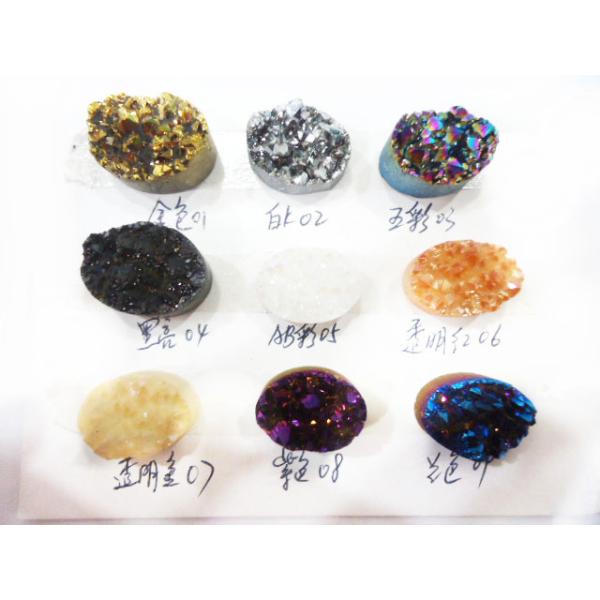 Gold / Blue / Black / White / Rainbow Oval Druzy Agate Jewelry Making 13 * 18 mm