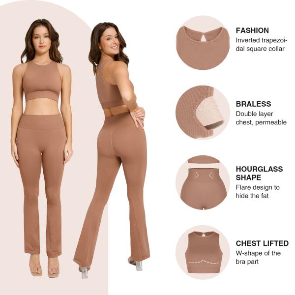 S-XL HEXIN Women's Seamless Fitness T-Shirt Yoga Suit Sport Crop Top Long Sleeve Hi-Waist Leggings Sexy Gym Clothing Workout Gym Set