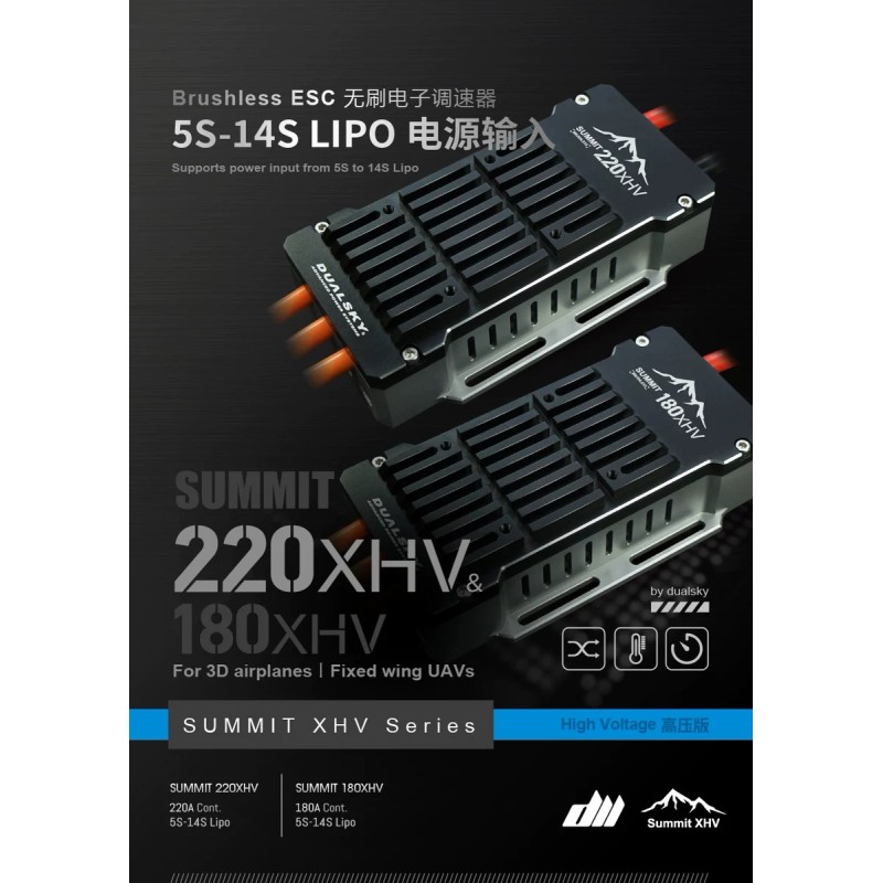 Dualsky SUMMIT 180XHV 220XHV High Voltage Electronic Speed Controller Airplane UAV Fixed Wing Helicopter VTOL Motor Controller