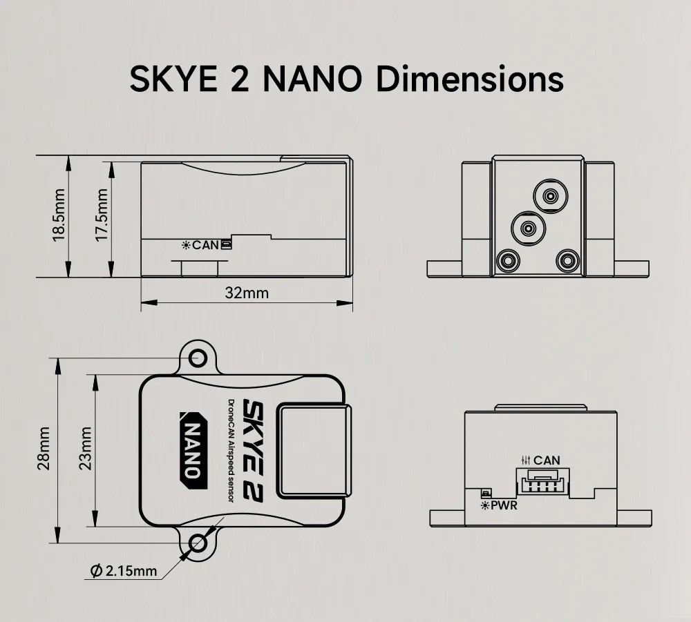 New Cuav Skye 2 Nano  Dlvr High Accuracy and Linearity Airspeed Sensor Supports Ardupilot / Px4 for Rc Model Airplane