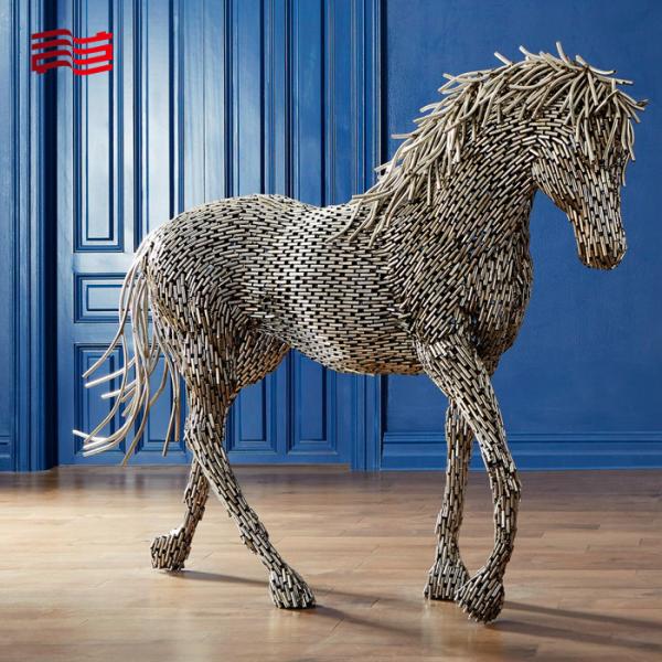 Custom Life-Size Stainless Steel Animal Sculpture with Horse Pipe Statue Decoration