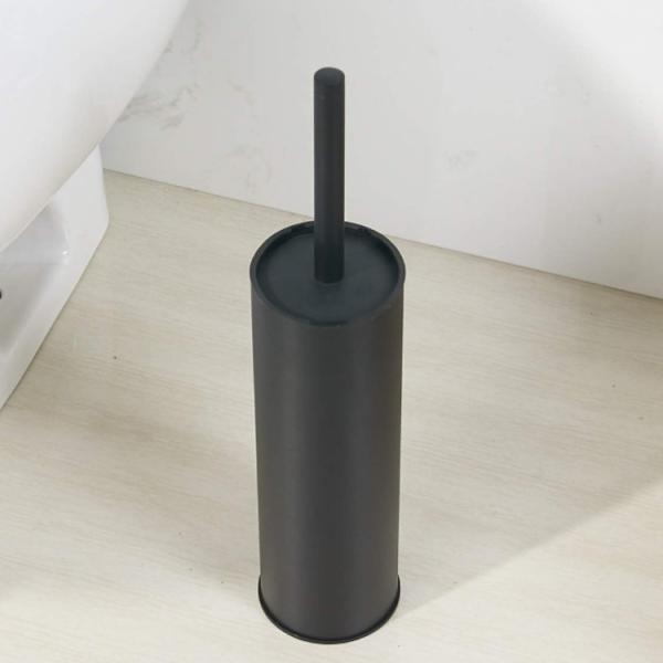 Black Toilet Brush And Holder Long Handle Steel Scrubber Sanitary Ware