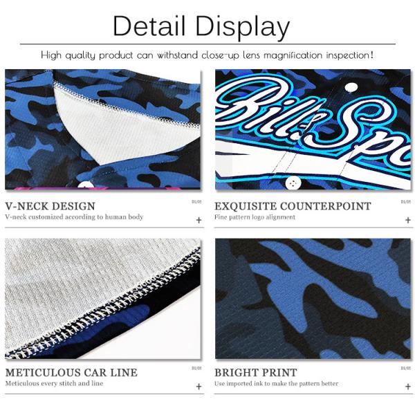 Short Sleeve Baseball Shirts Jerseys Polyester Fabric Lightweight