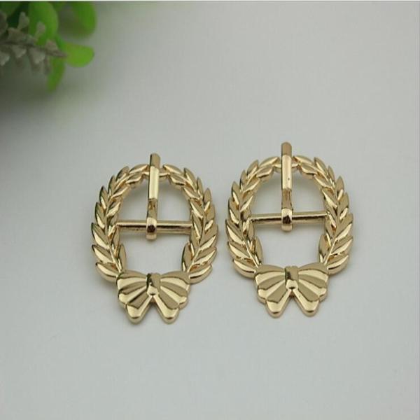 Custom hardware accessories 22 mm gold lace butterfly shape pin belt buckle for handbag clothing accessories