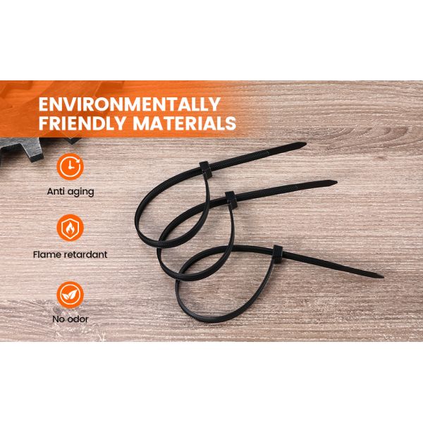 250 LBS Tensile Strength 12-Inch V-Shaped Double Sided Toothed Nylon Cable Ties Self-Locking Adjustable 50 Pack for Indoor