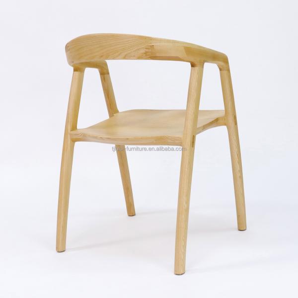 Modern Nordic Style Restaurant Wooden Armchair Design Solid Ash Wood Dining Chairs with Home Furniture and Mail Packing
