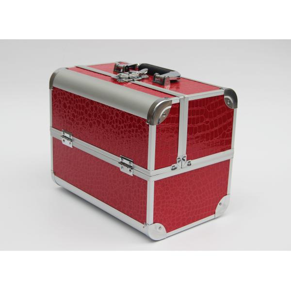 Случай PU алюминиевый косметический носит панель косметик и инструментов красную кожаную с одним замком