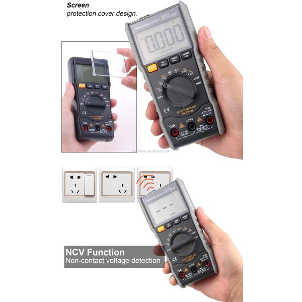 Anti Burn Electric Multimeter True-rms Ncv Ohm Hz Tester  Smart Digital Multimeters With Temperature Probe